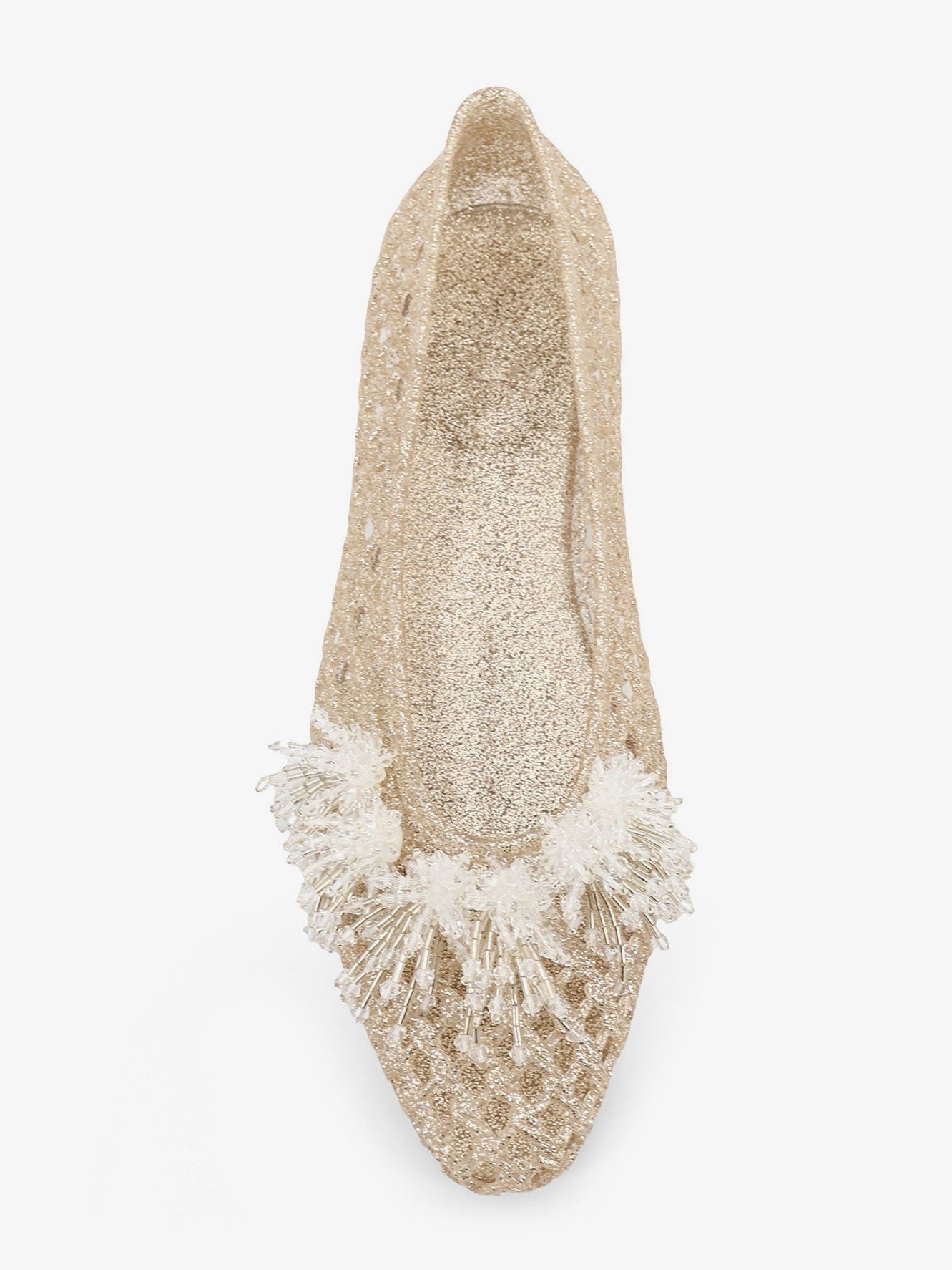 Heavenly Jelly Lace Cut-Out Ballerina Flat — Gold, view 4