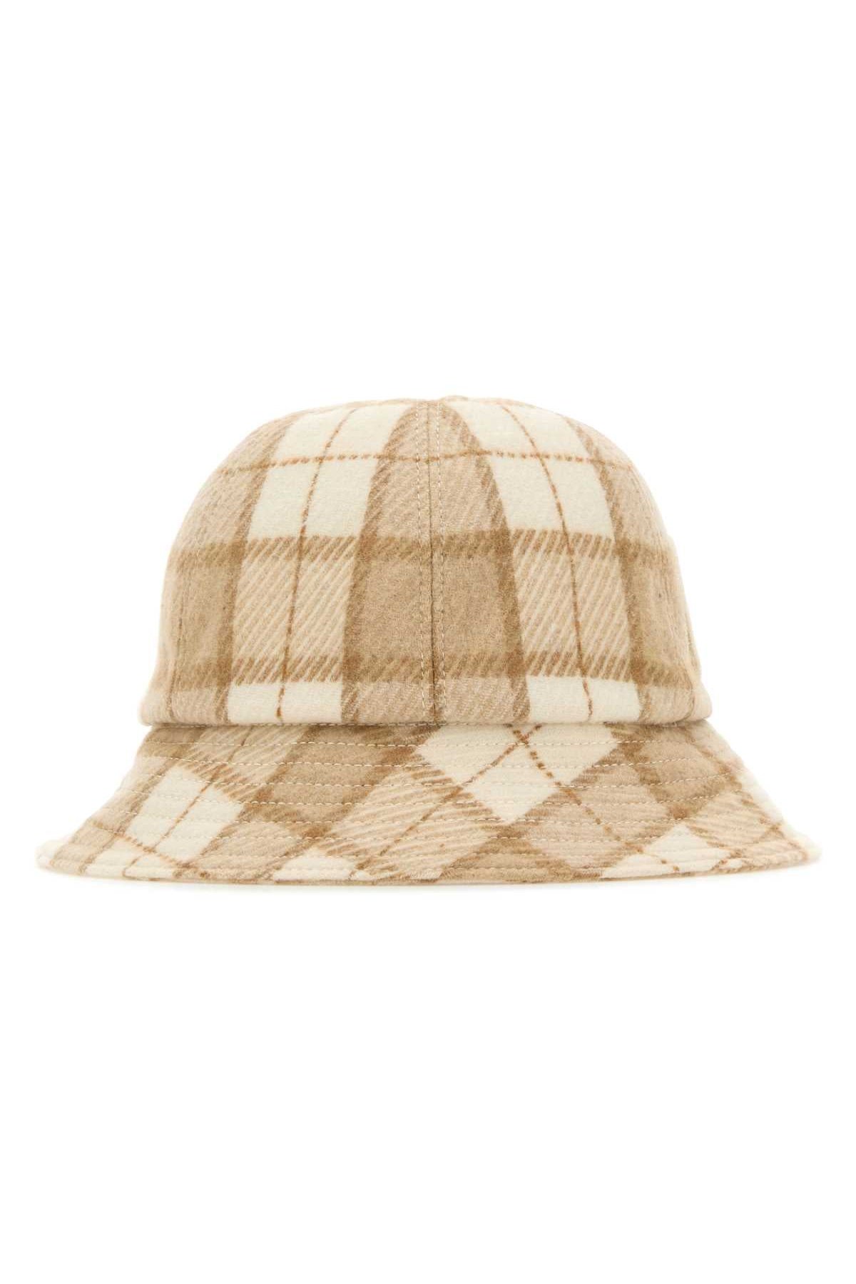 Helen Kaminski Wool Blend Check Bucket Hat — Beige by Helen Kaminski