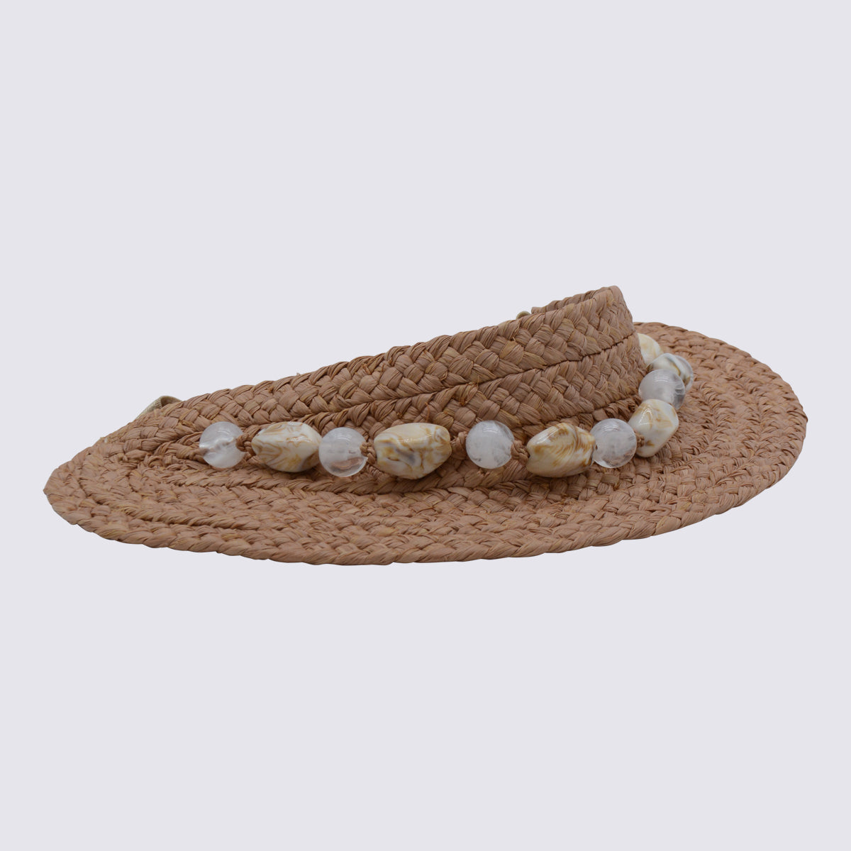 Helen Kaminski HAT51912 Raffia with Pearl Beads Sun Hat — Beige by Helen Kaminski