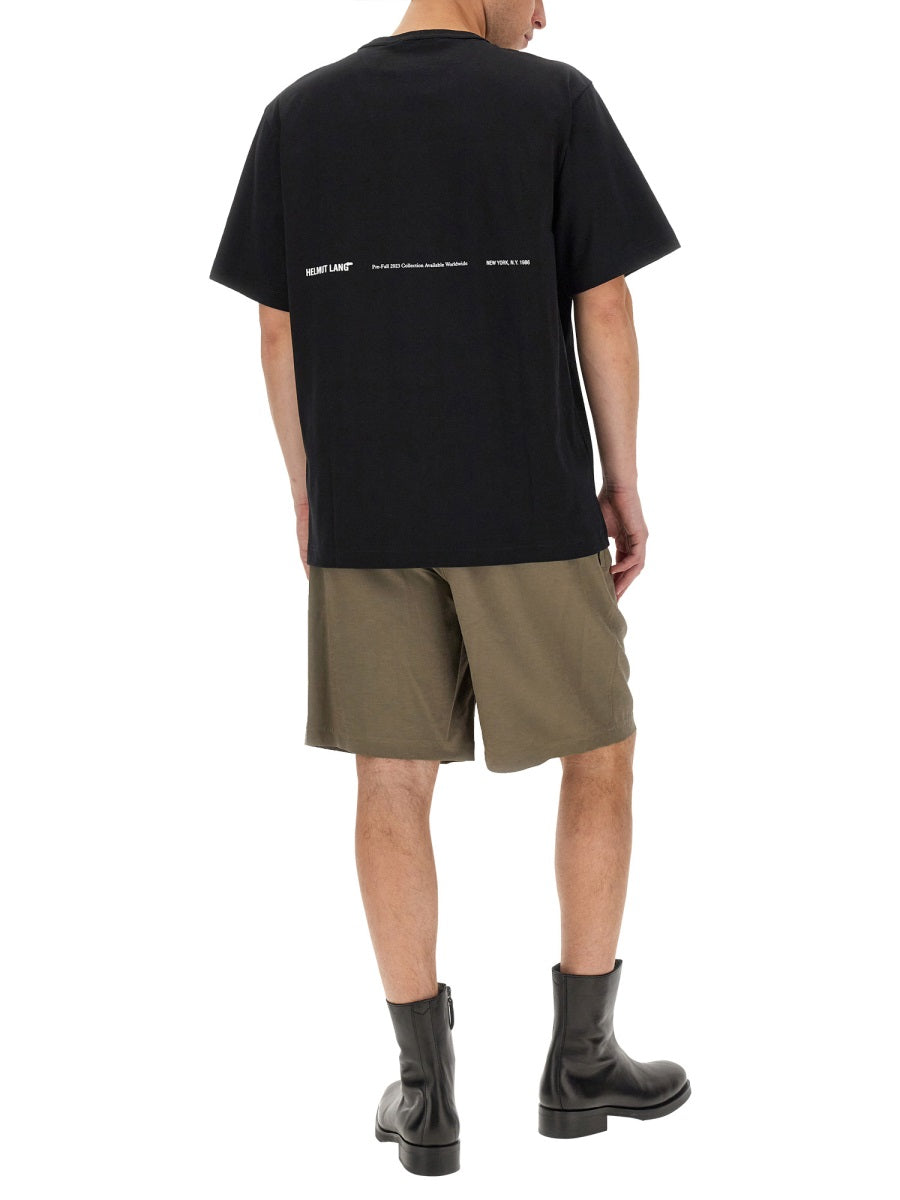 Helmut Lang Pull-On Rayon Bermudas — Green, view 3