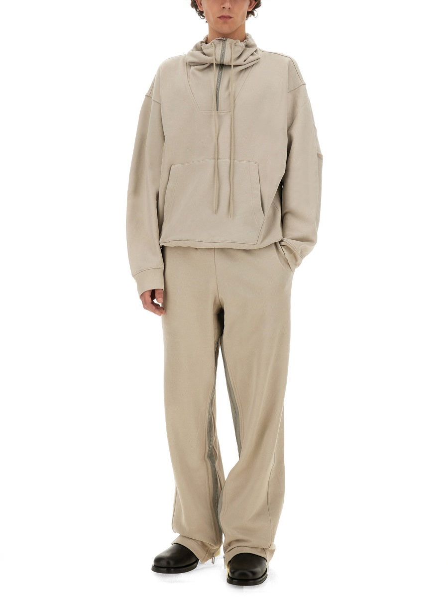 Helmut Lang Organic Cotton Zip-Detail Joggers — Gray, view 3
