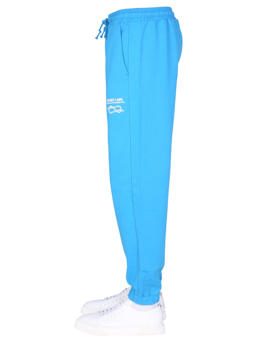 Helmut Lang Cotton Track Jogging Pants — Blue, view 3