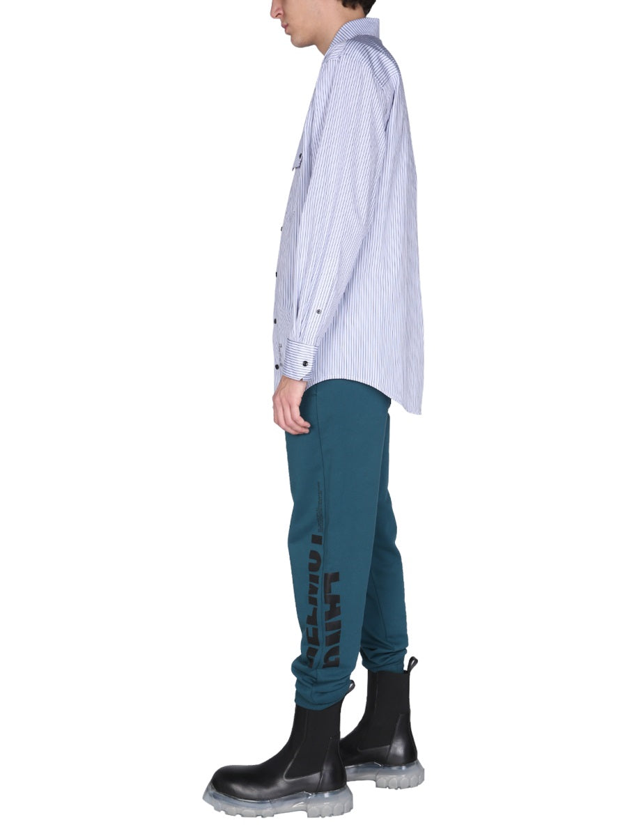 Helmut Lang Logo-Print Cotton Jogging Pants — Blue by Helmut Lang