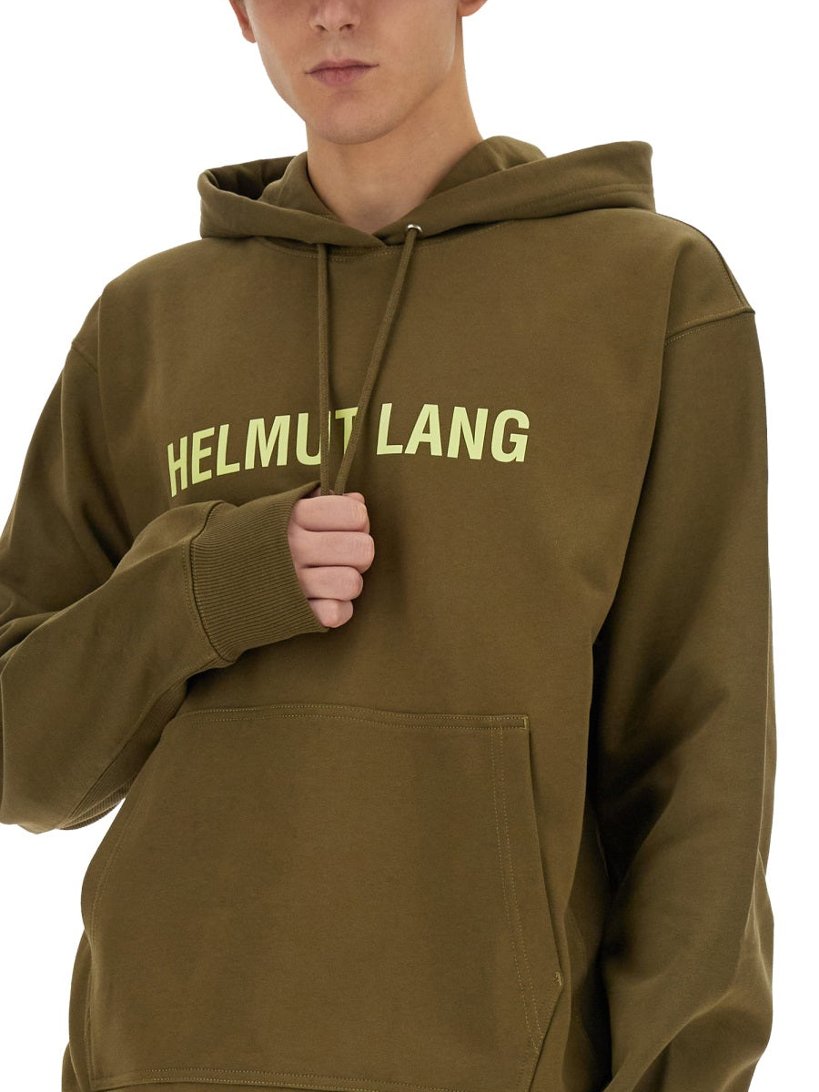 Helmut Lang Logo Cotton Sweatshirt — Green, view 2