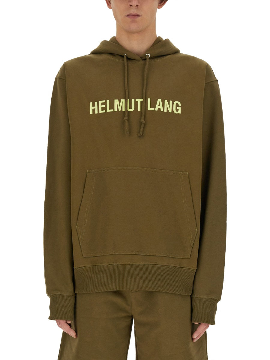 Helmut Lang Logo Cotton Sweatshirt — Green, view 3