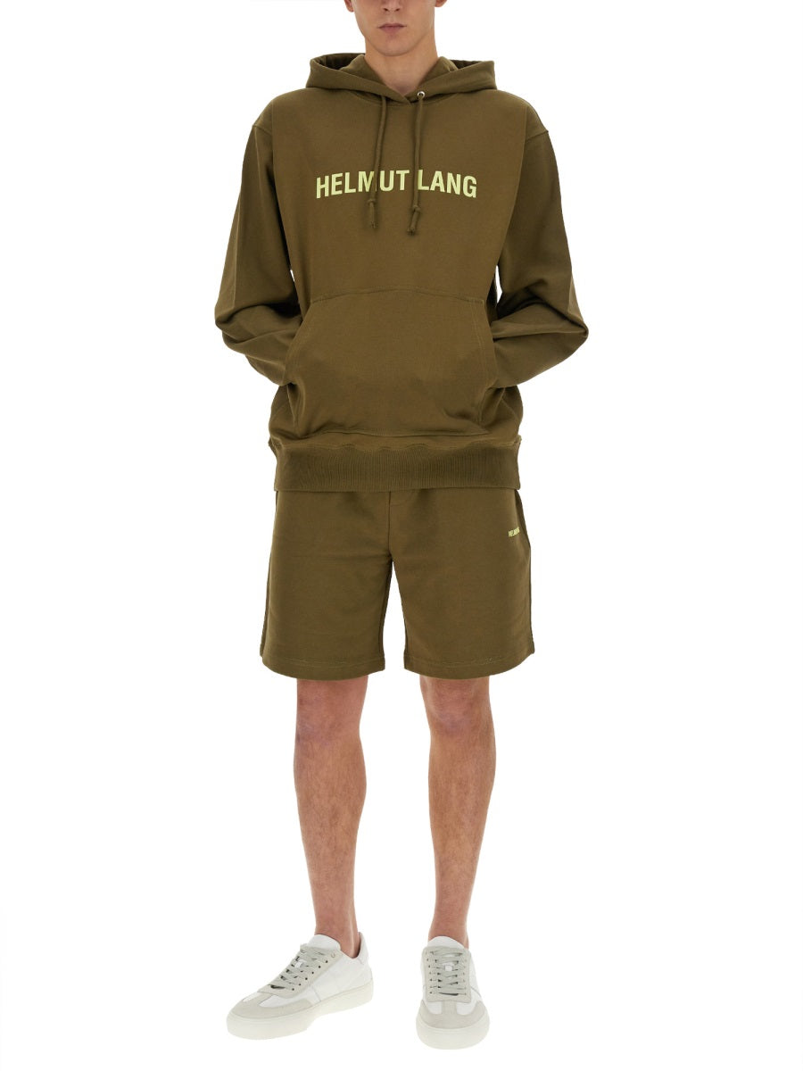 Helmut Lang Logo Cotton Sweatshirt — Green, view 4