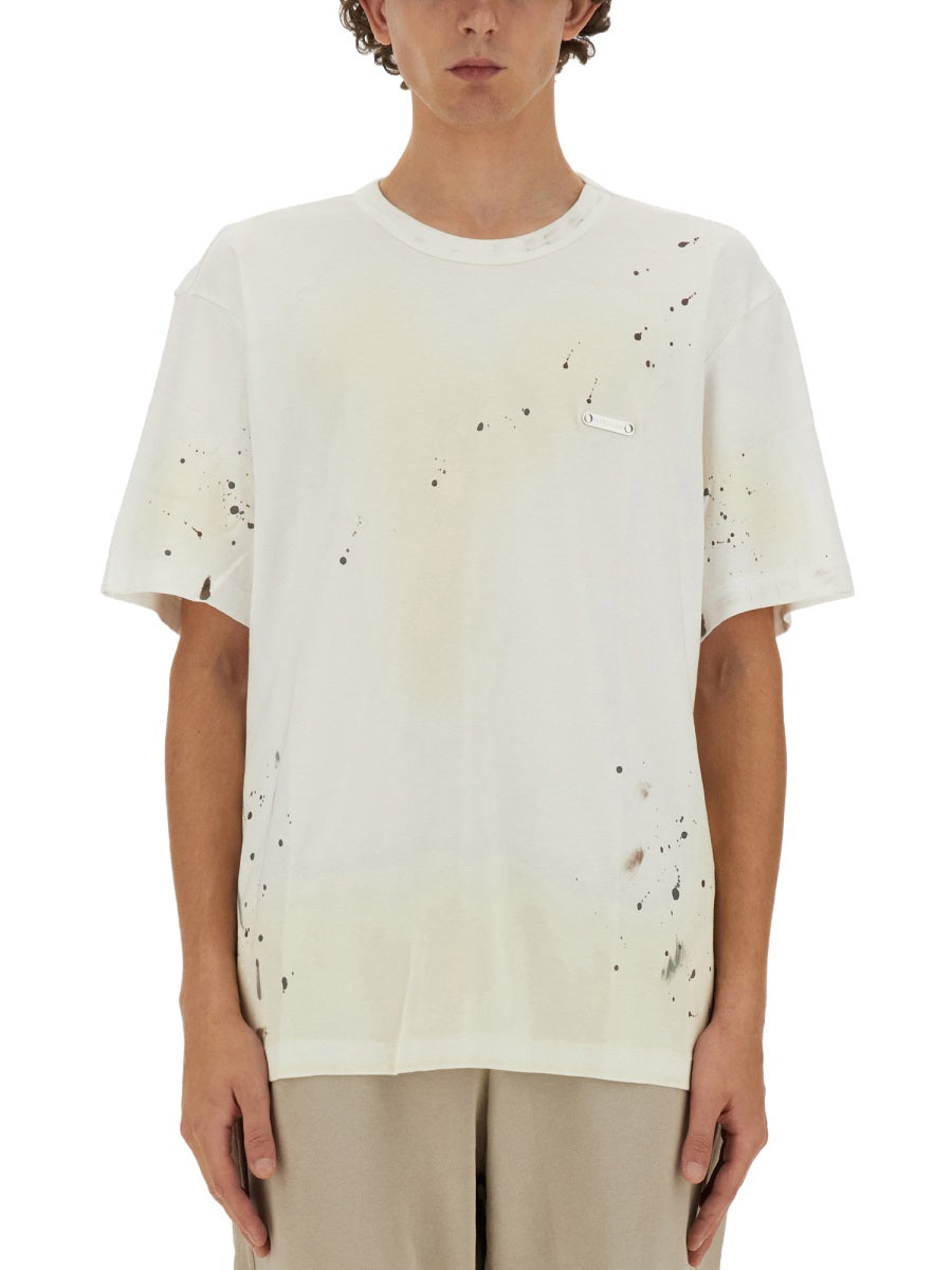 Helmut Lang Printed Cotton T-Shirt — White, view 3