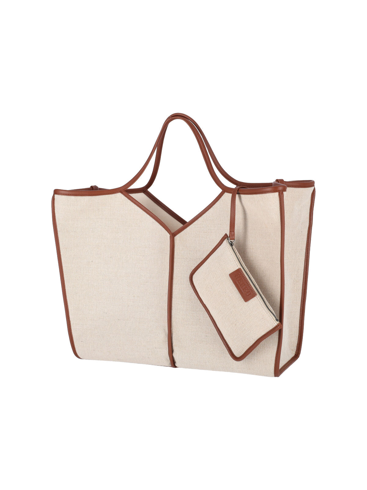 Hereu Canvas and Leather Trim Tote Bag — Beige, view 2