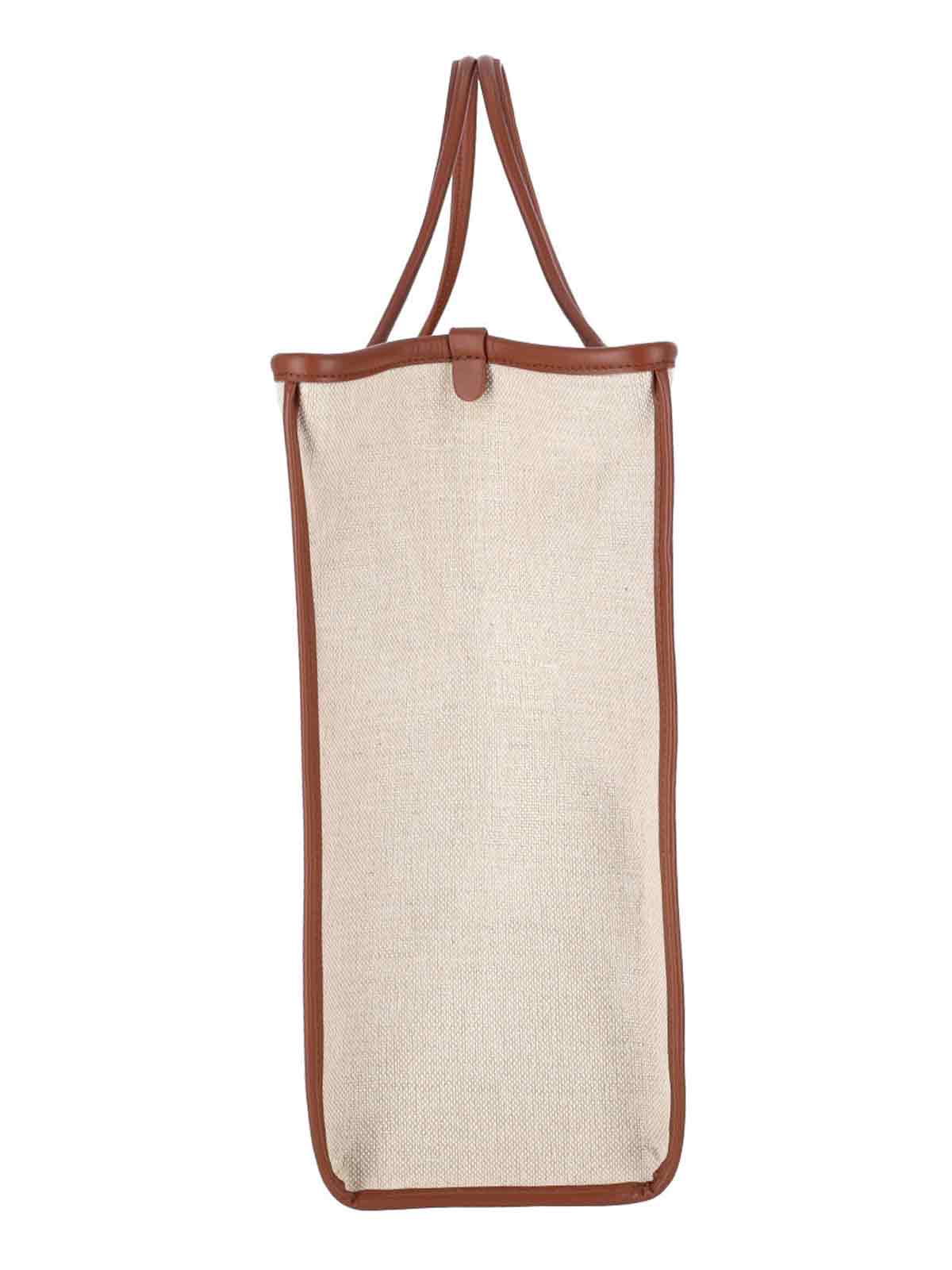 Hereu Canvas and Leather Trim Tote Bag — Beige, view 5