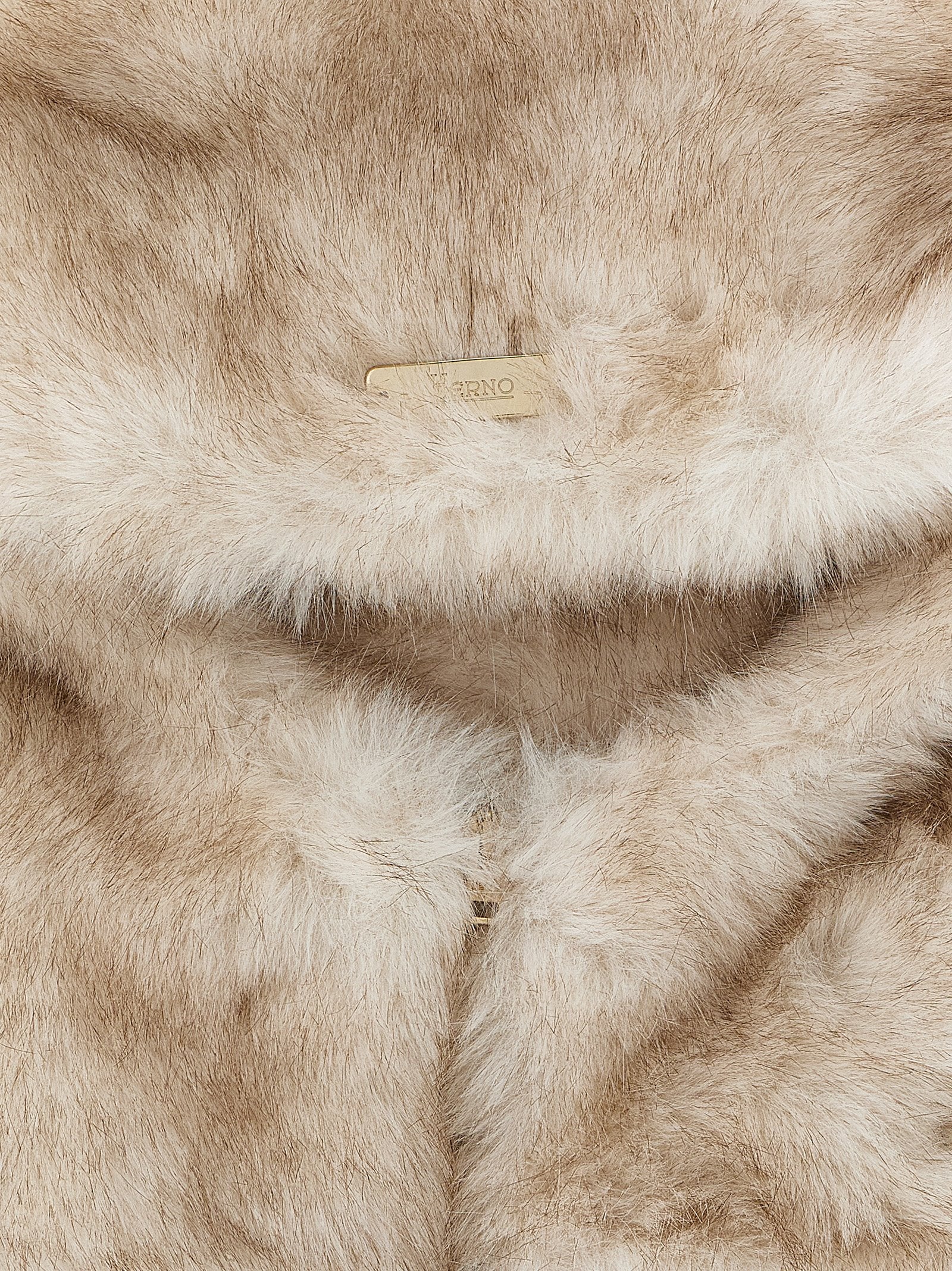 Herno Fur-Effect Wool Blend Hooded Stole — Beige, view 3