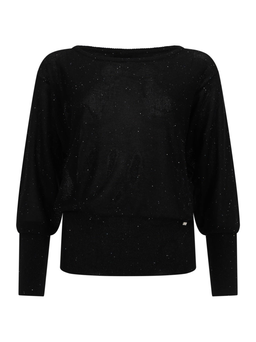 Herno Sequined Viscose Blend Sweater — Black by Herno