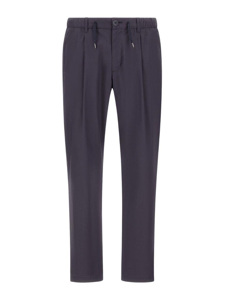 Herno Cotton Drawstring Trousers — Navy, view 3