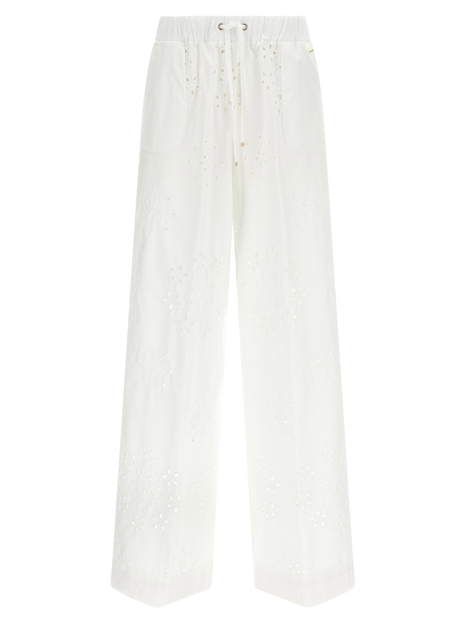 Herno Broderie Anglaise Cotton Trousers — White by Herno