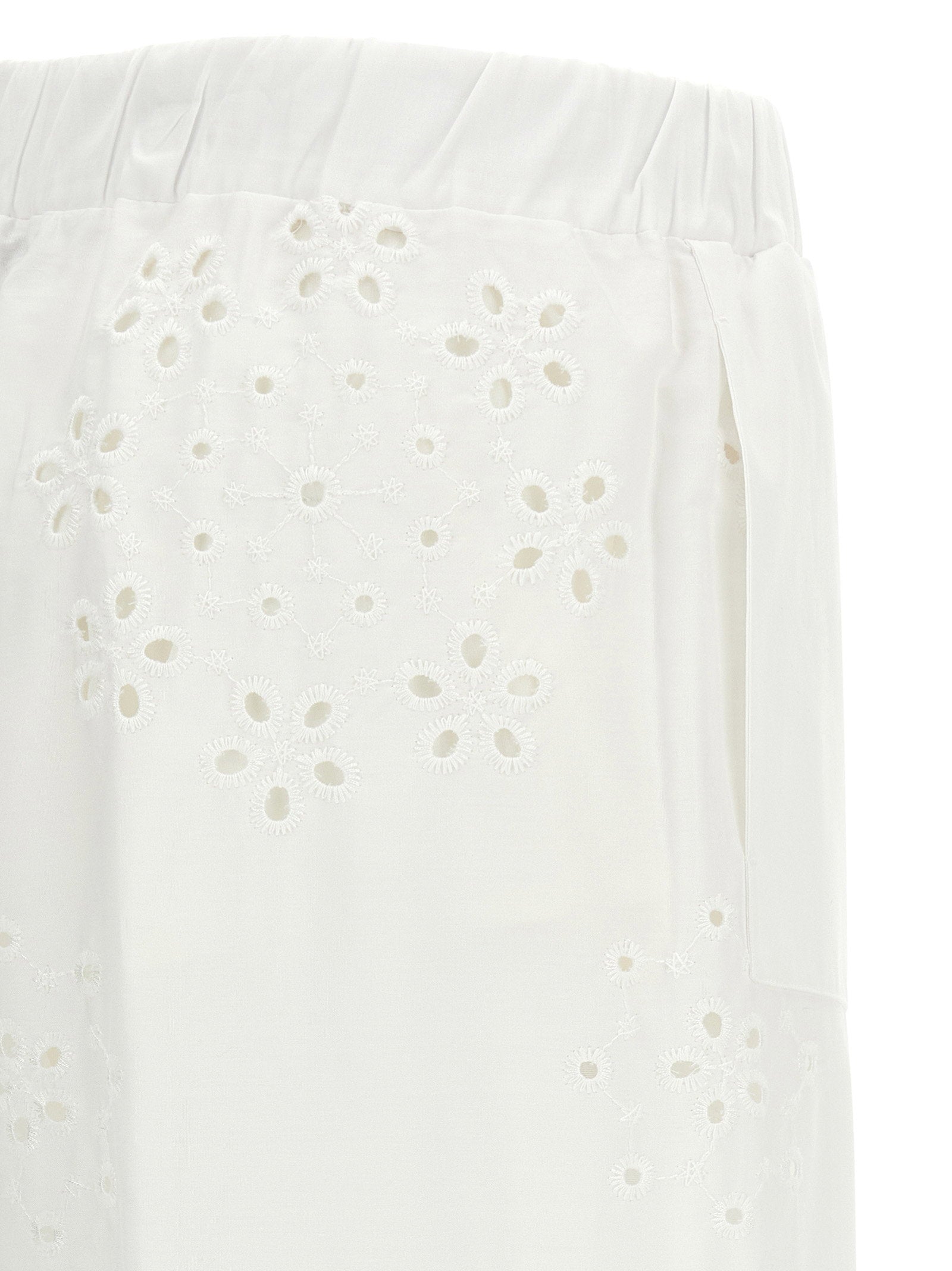 Herno Broderie Anglaise Cotton Trousers — White, view 4