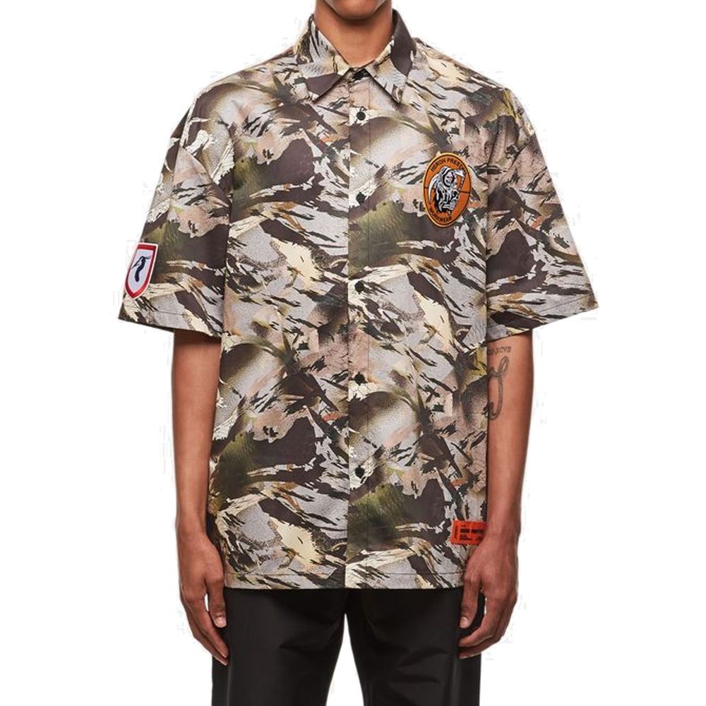 Heron Preston Camouflage Cotton Shirt — Brown, view 2