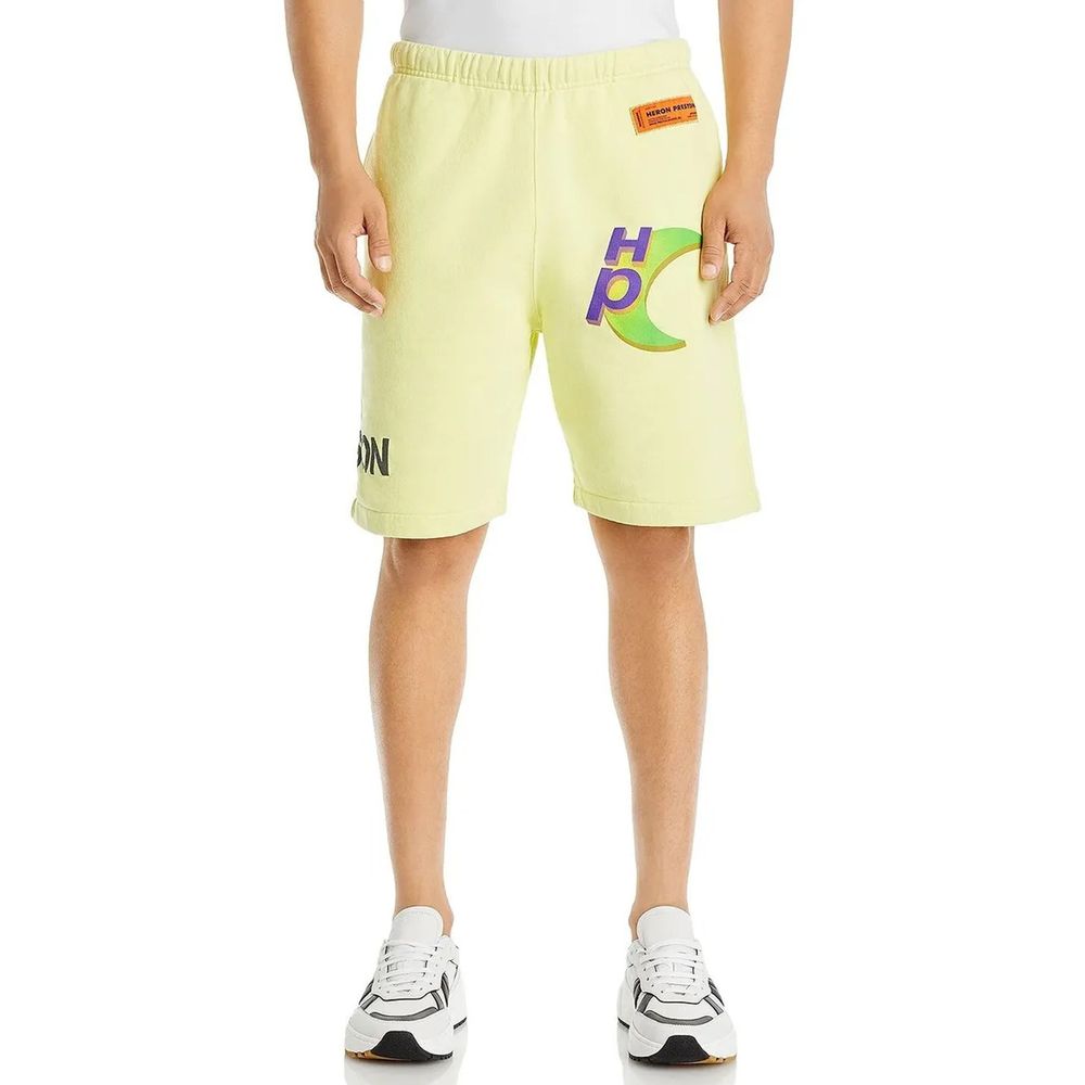 Heron Preston Logo-Printed Cotton Shorts — Yellow, view 2