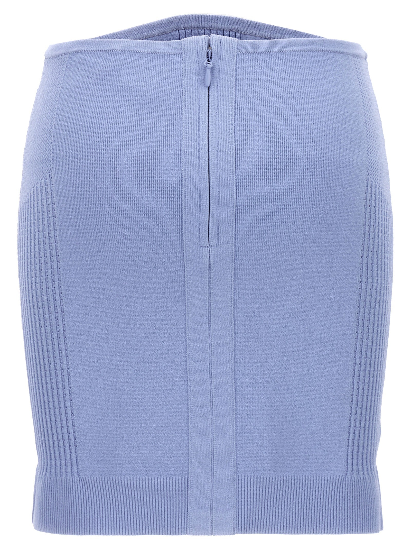 Hervé LéGer Ribbed Viscose Skirt — Blue, view 2
