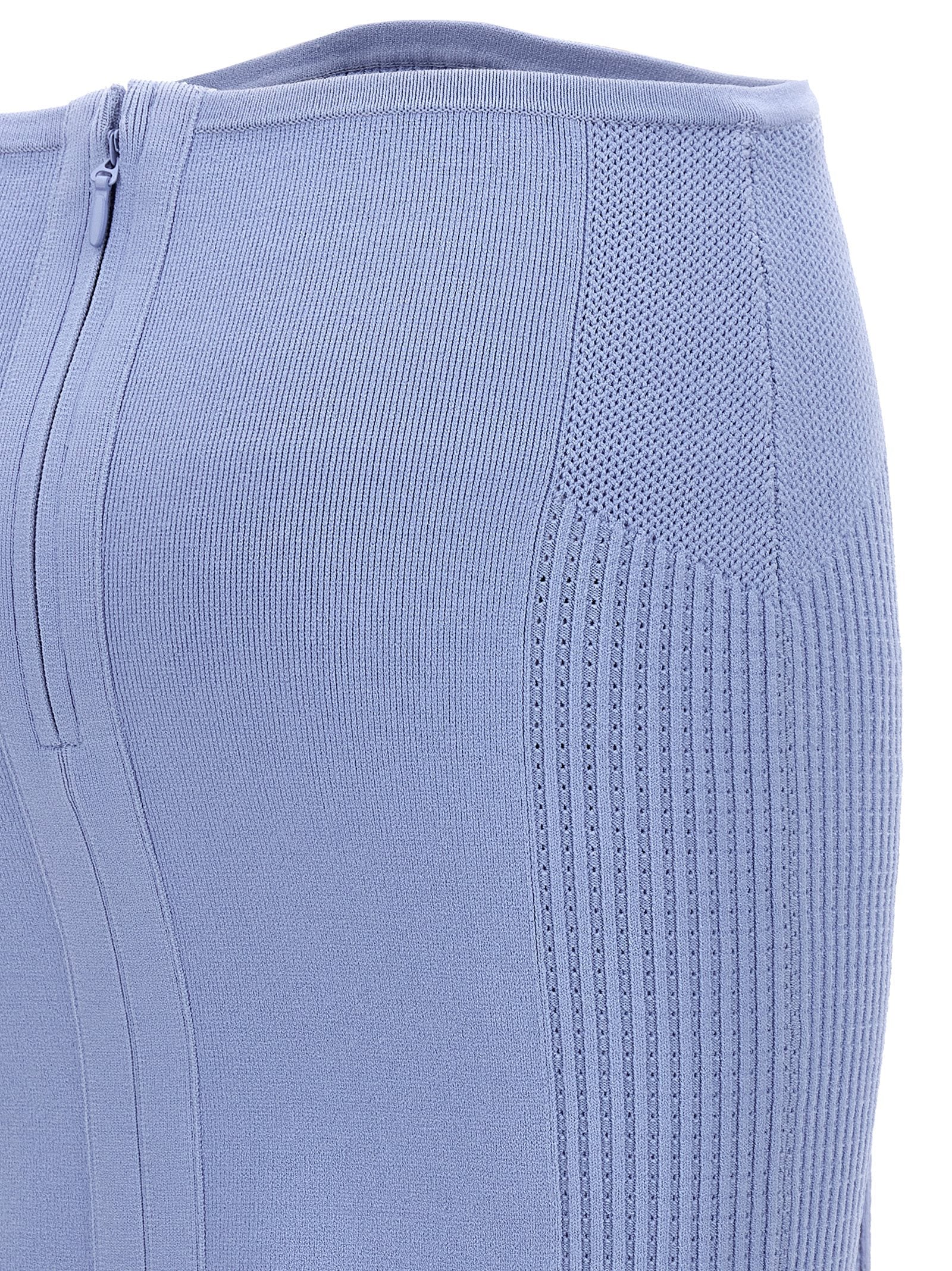 Hervé LéGer Ribbed Viscose Skirt — Blue, view 4