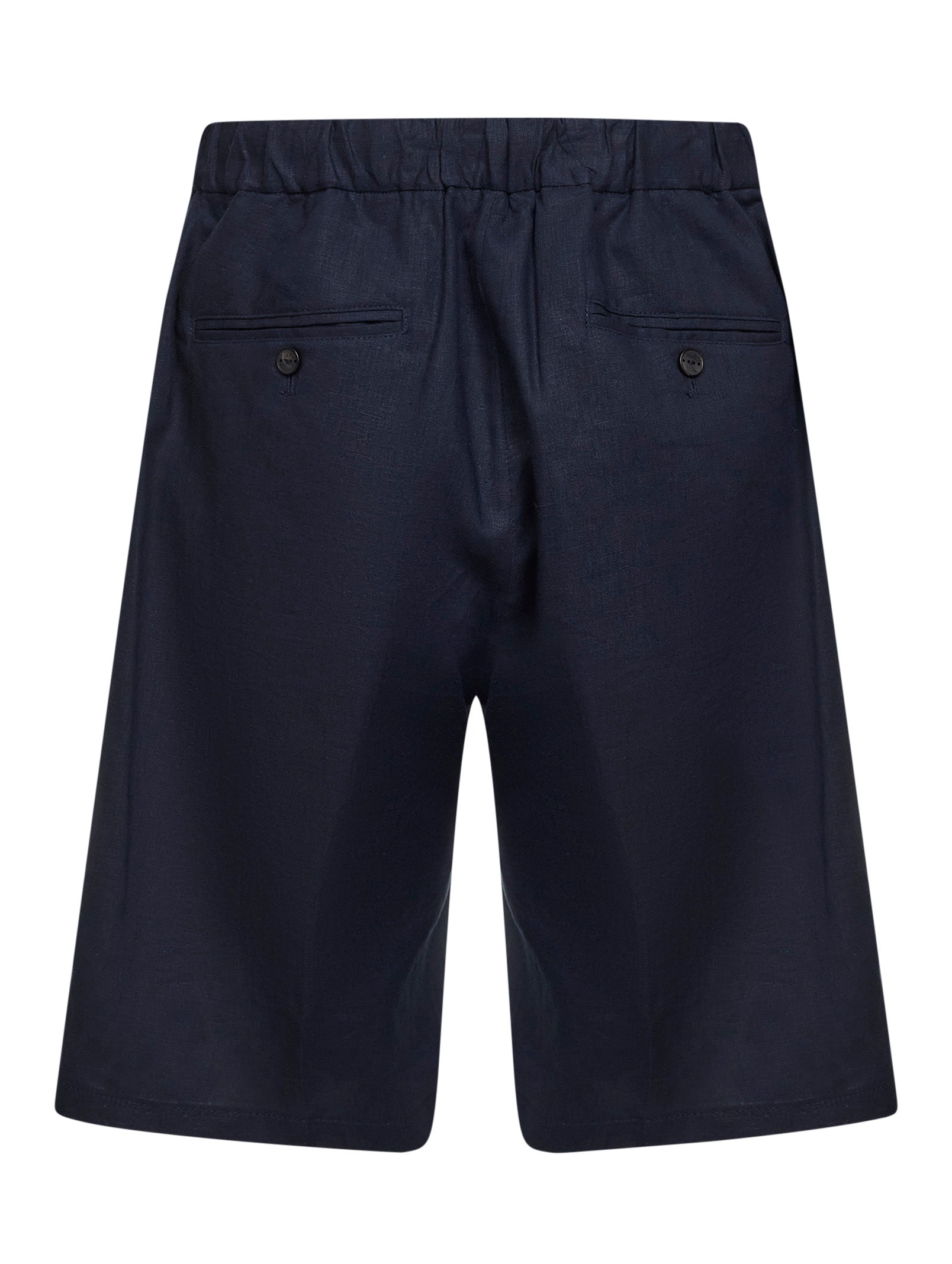 Hevo Linen-Blend Bermuda Shorts — Navy, view 2