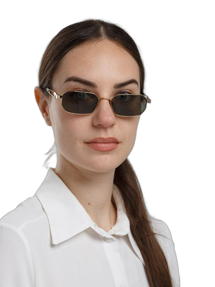 Hickmann HI3248 Geometric Metal Frame Sunglasses — Gold, view 4