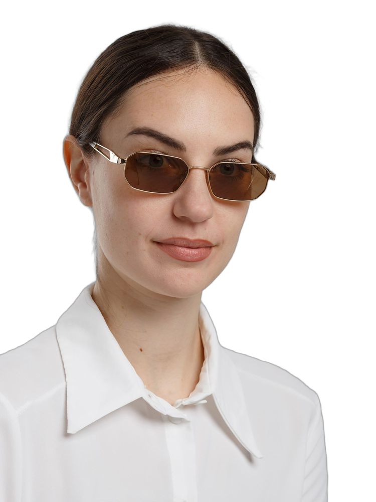 Hickmann HI3248 Metal Rectangle Sunglasses — Gold, view 3