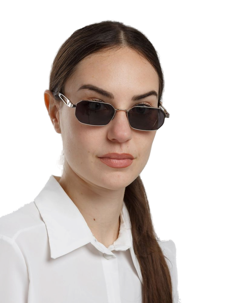 Hickmann HI3248 Metal Rectangle-Frame Sunglasses — Silver, view 3