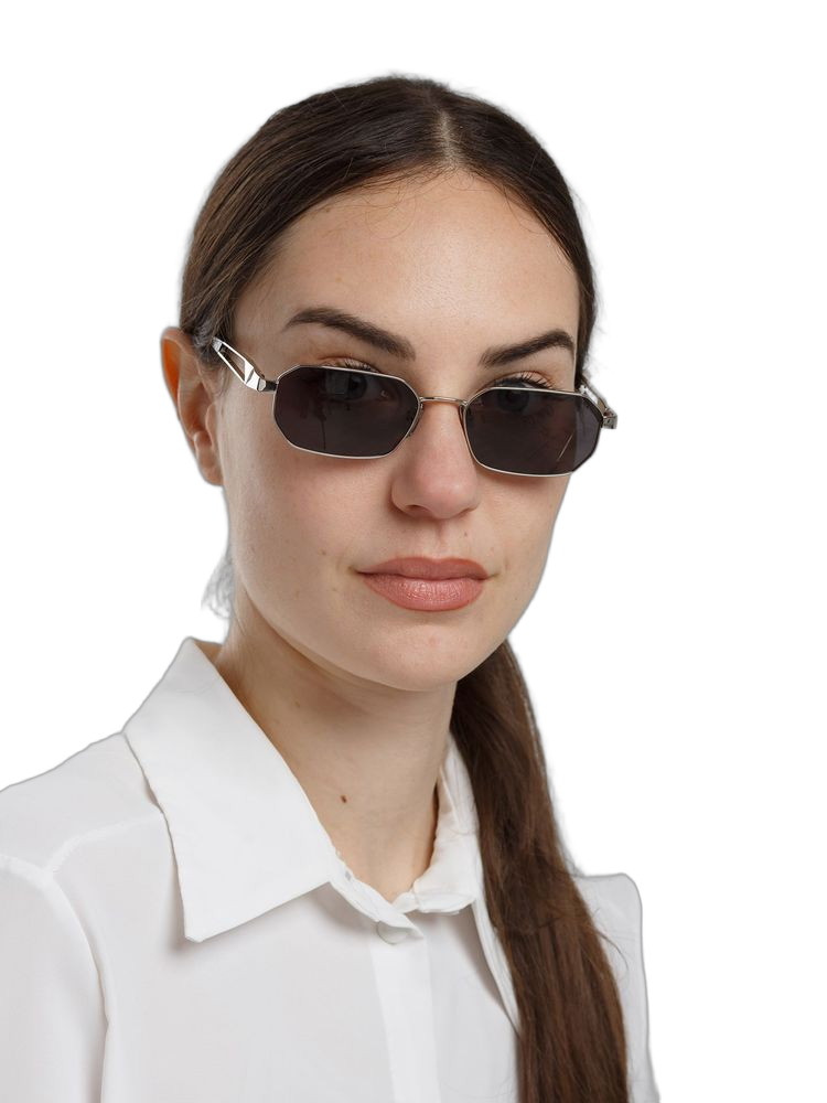 Hickmann HI3248 Metal Rectangle Frame Sunglasses — Silver, view 3
