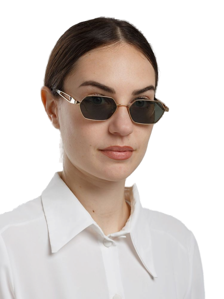 Hickmann HI3255 Metal Geometric Frame Sunglasses — Gold, view 3