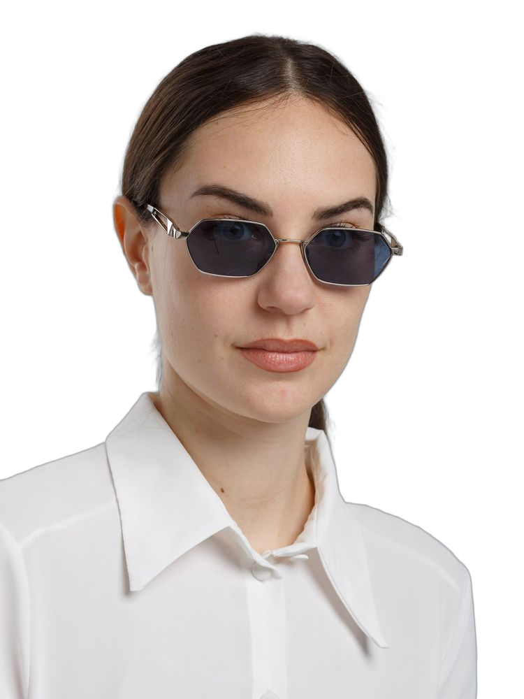 Hickmann HI3255 Metal Hexagonal Sunglasses — Silver, view 3