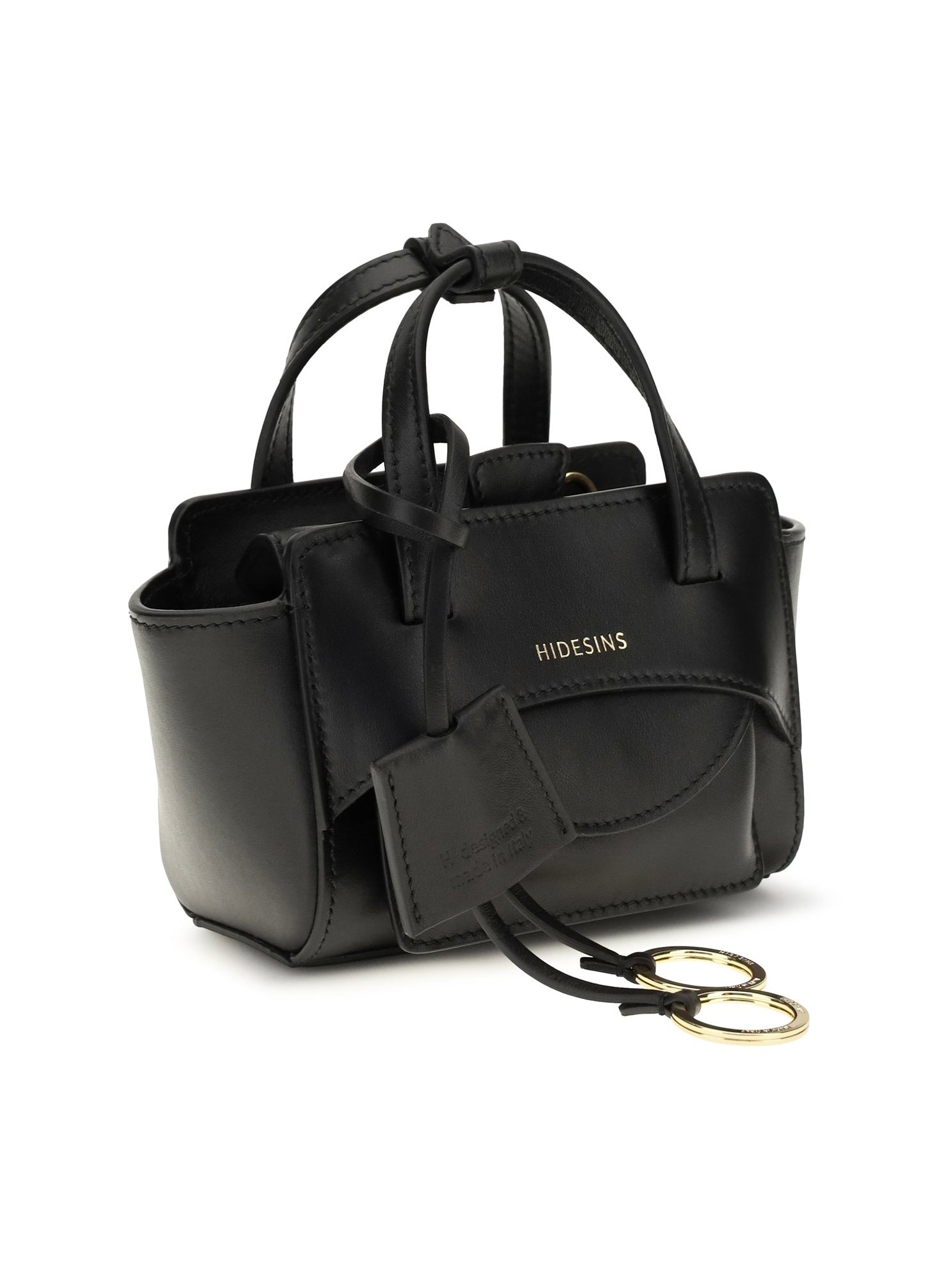 Hidesins Structured Calf Leather Mini Bag — Black, view 2