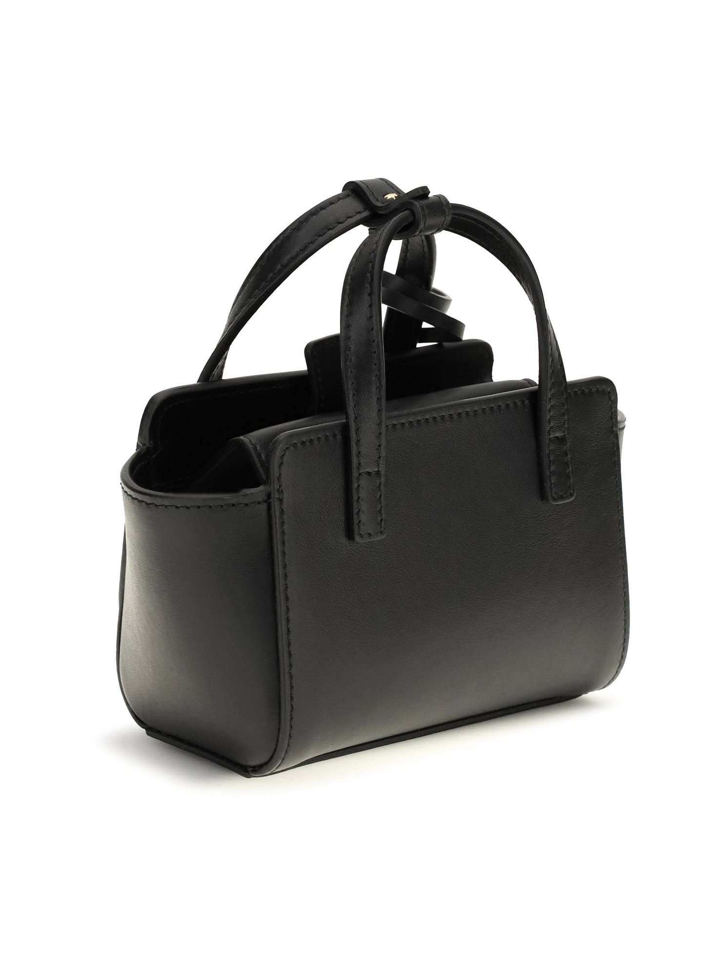 Hidesins Structured Calf Leather Mini Bag — Black, view 3