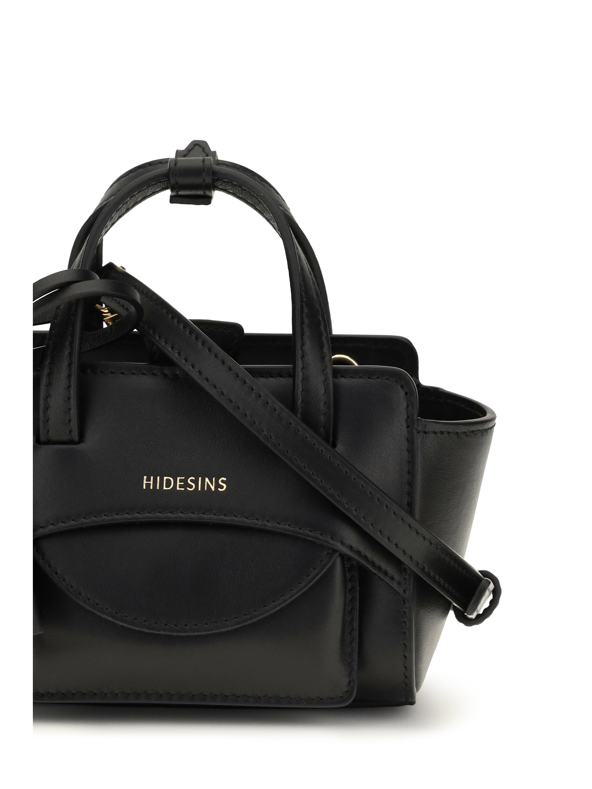 Hidesins Structured Calf Leather Mini Bag — Black, view 4