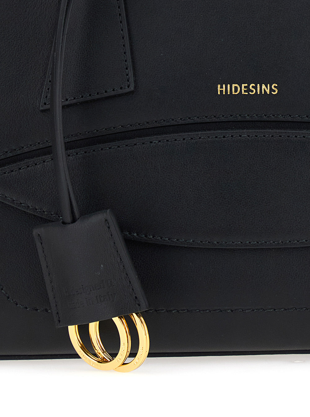 Hidesins Structured Leather Shoulder Bag — Black, view 3