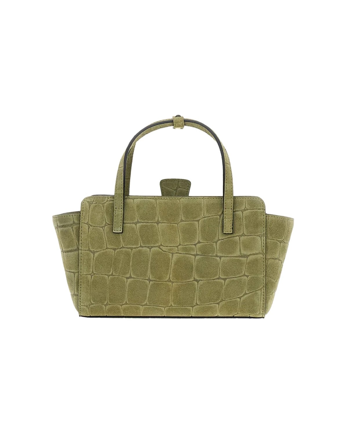 Hidesins Crocodile-Embossed Calf Leather Shoulder Bag — Olive, view 2