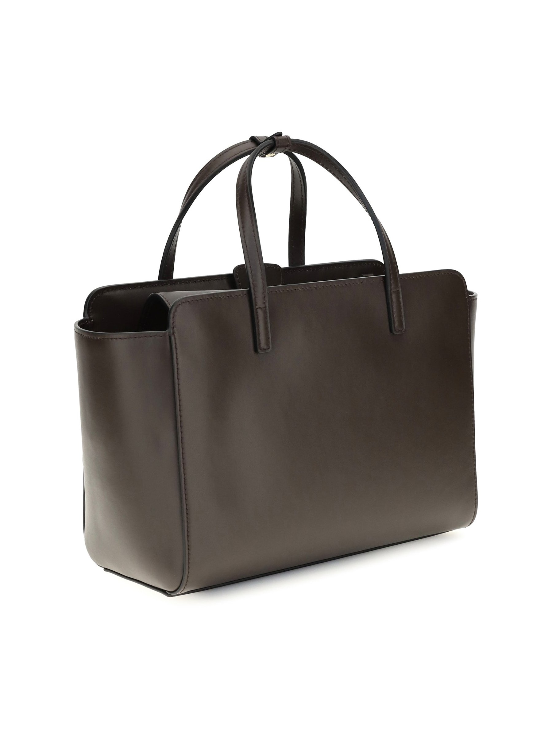 Hidesins Structured Calf Leather Top Handle Bag — Brown, view 3