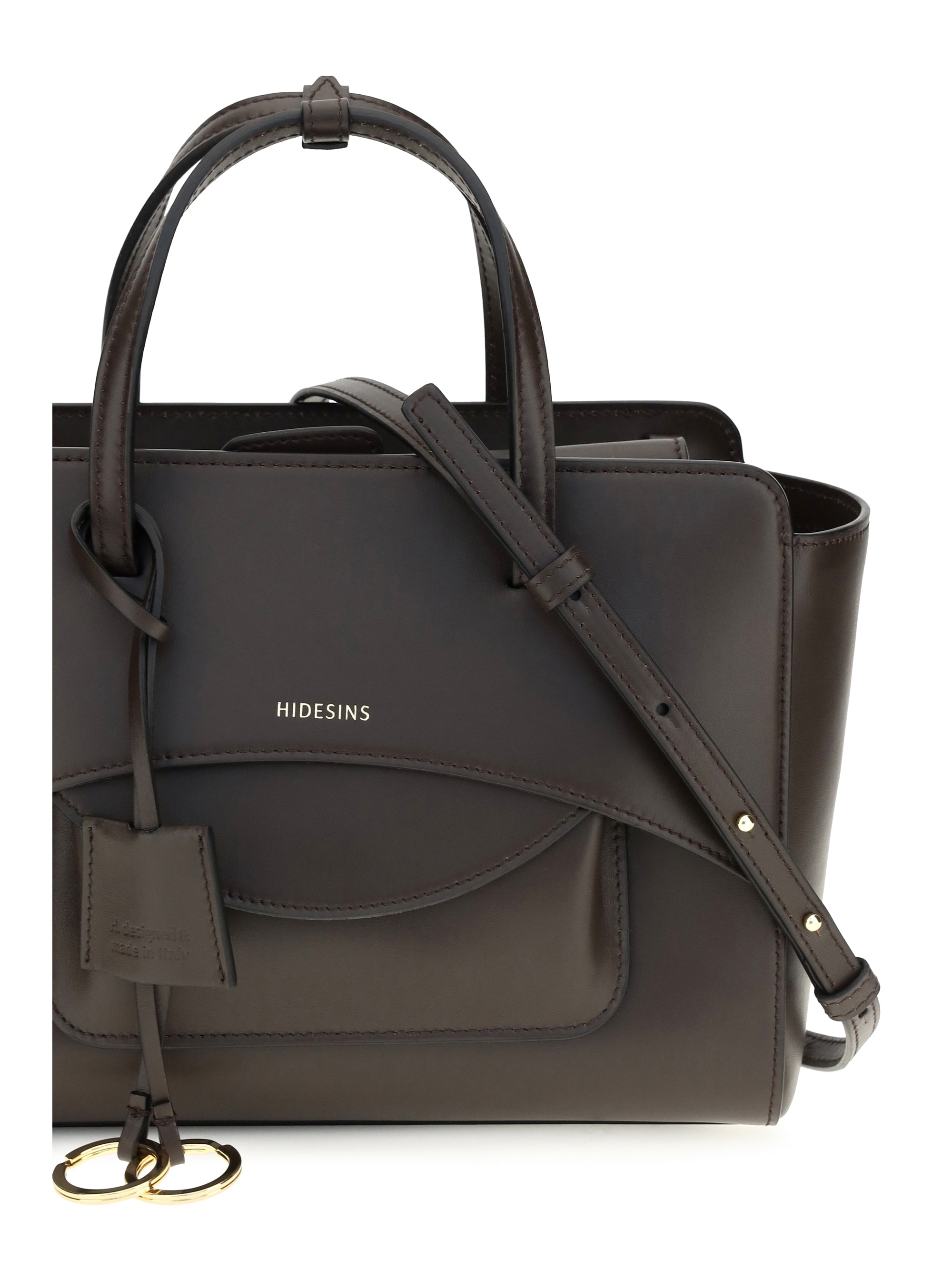 Hidesins Structured Calf Leather Top Handle Bag — Brown, view 4