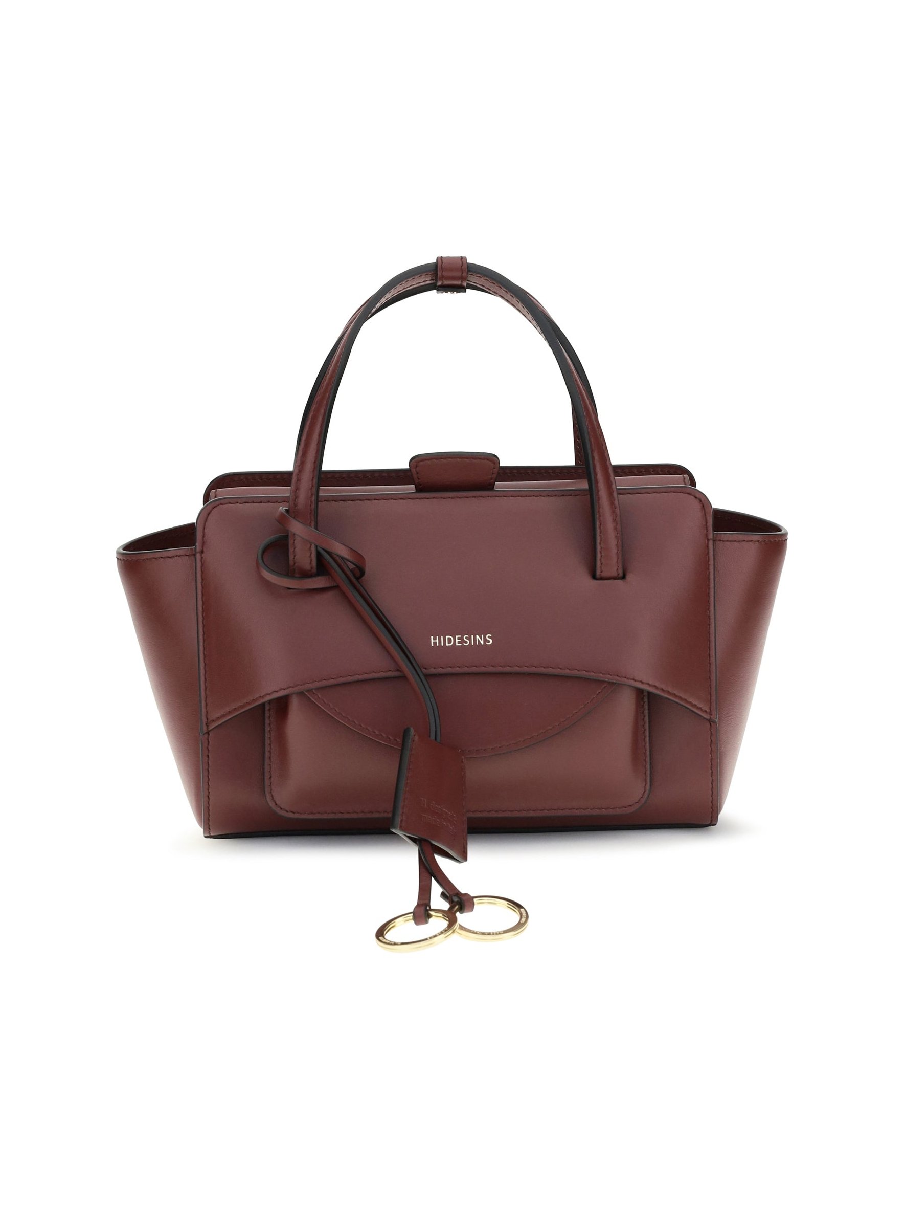 Hidesins Leather Flap Top Handle Bag — Wine by Hidesins