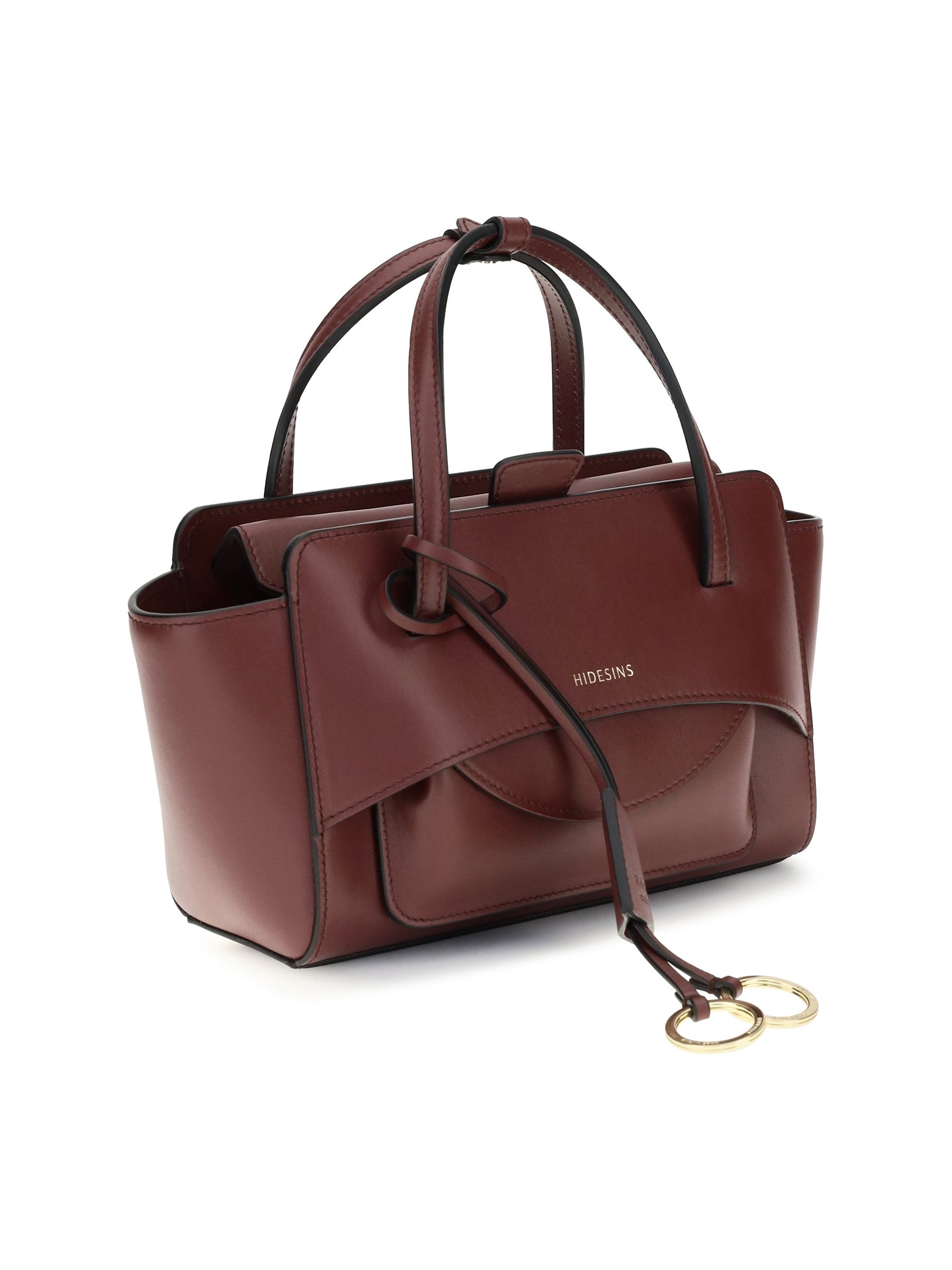 Hidesins Leather Flap Top Handle Bag — Wine, view 2