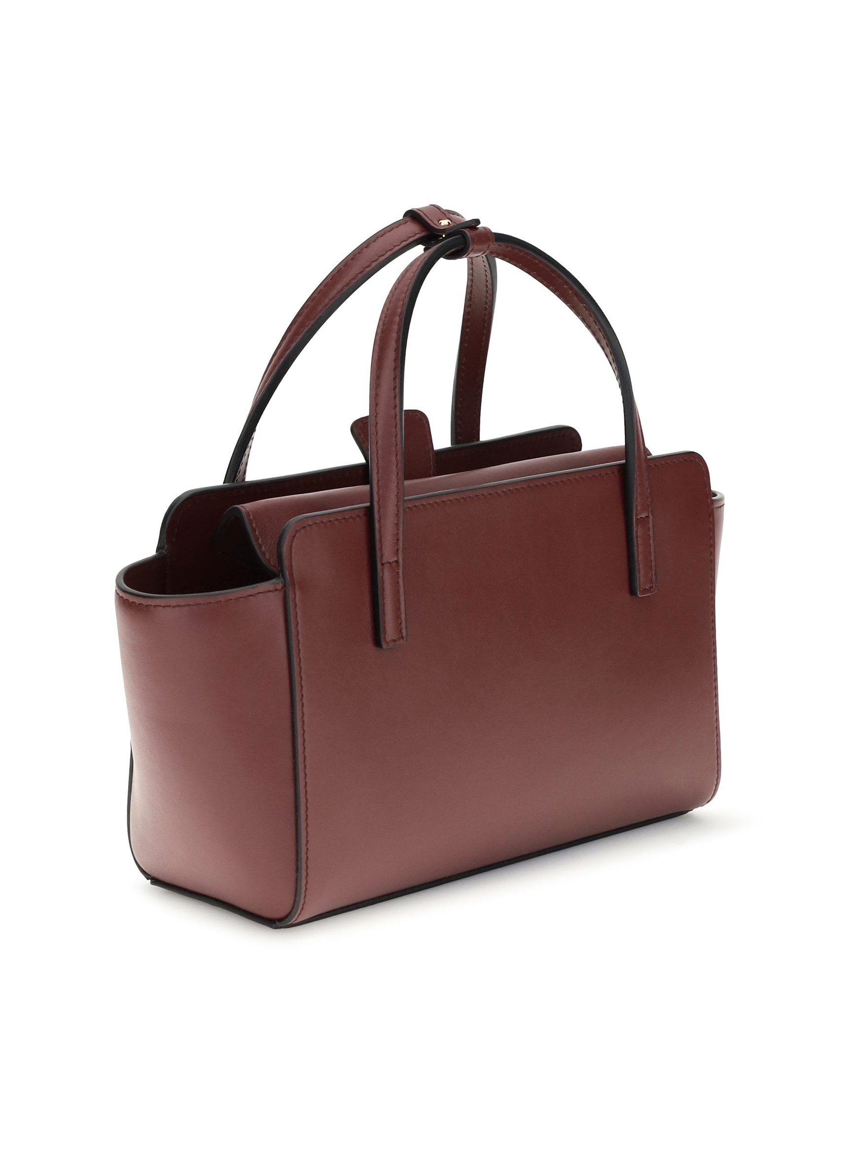Hidesins Leather Flap Top Handle Bag — Wine, view 3