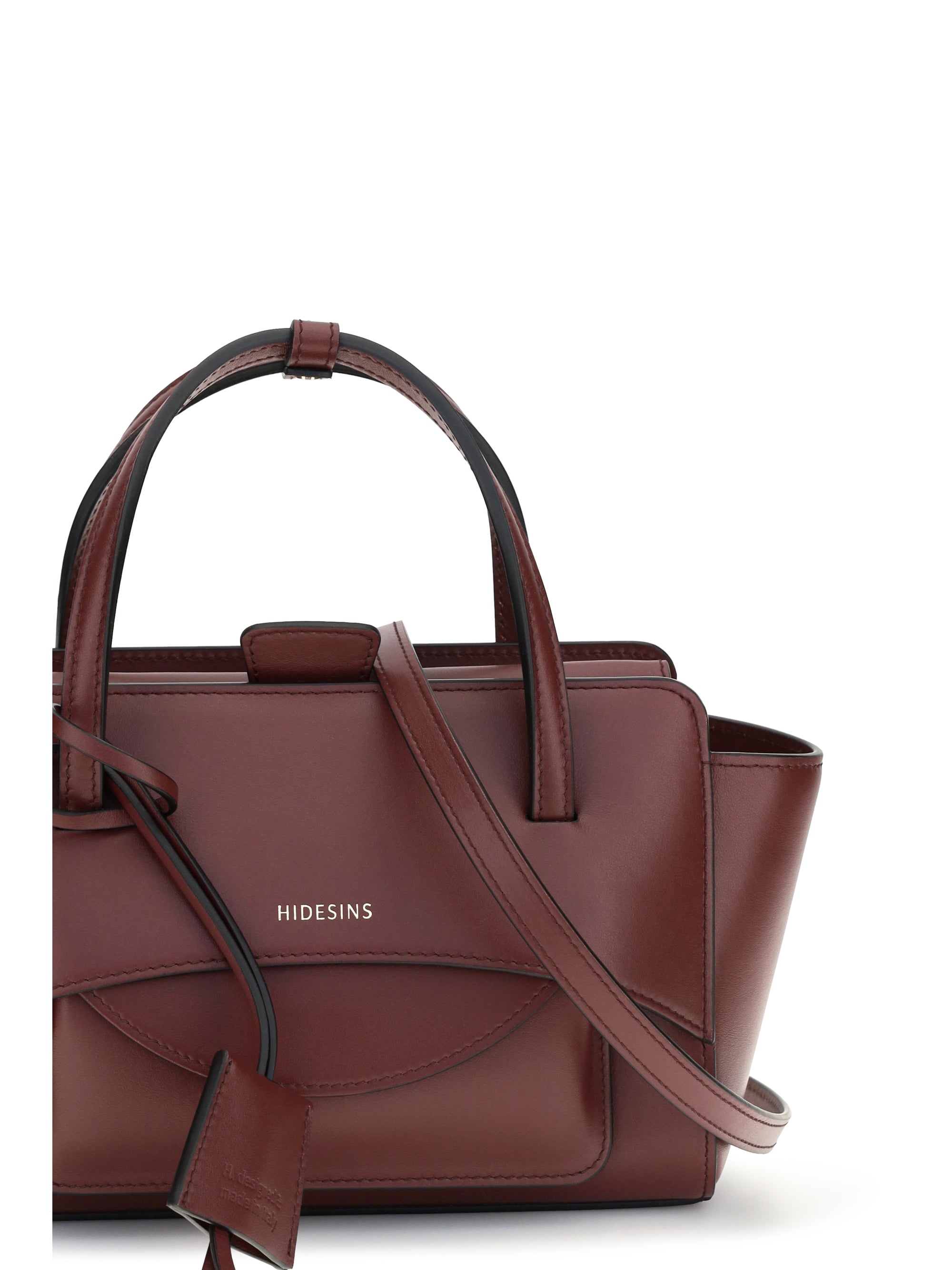 Hidesins Leather Flap Top Handle Bag — Wine, view 4