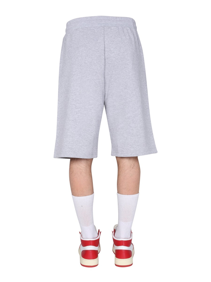 Hinnominate Logo Cotton Bermuda Shorts — Gray, view 2