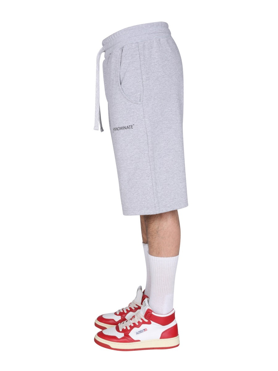 Hinnominate Logo Cotton Bermuda Shorts — Gray, view 3
