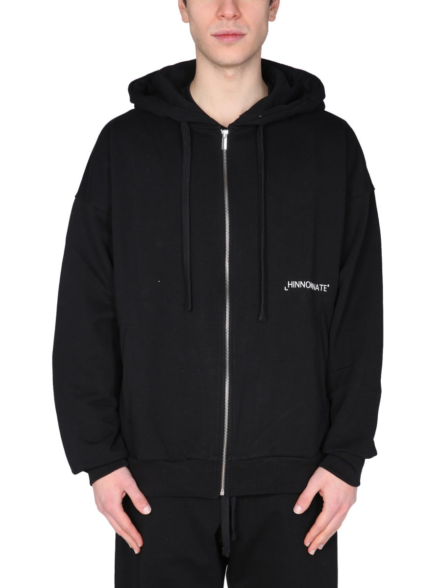 Hinnominate Zip-Front Cotton Sweatshirt — Black, view 2