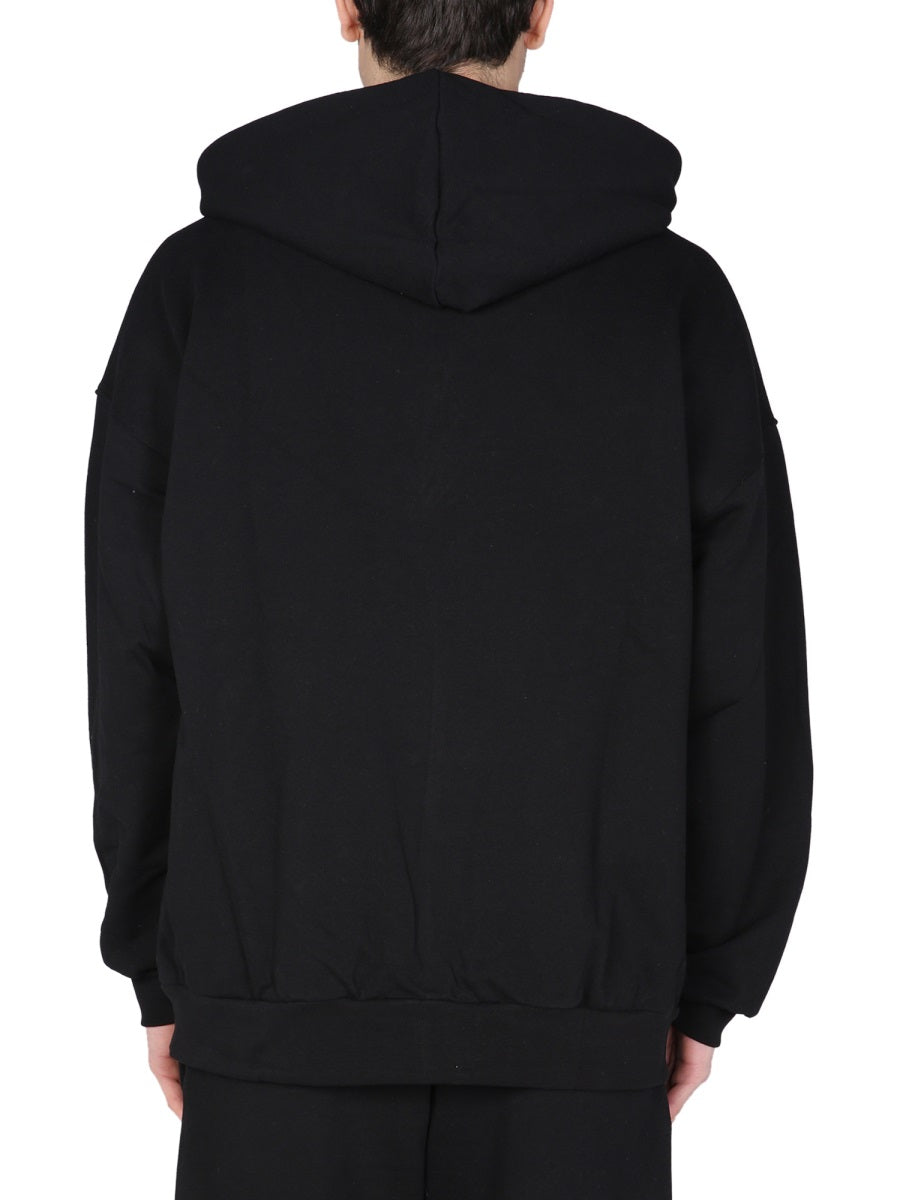 Hinnominate Zip-Front Cotton Sweatshirt — Black, view 4