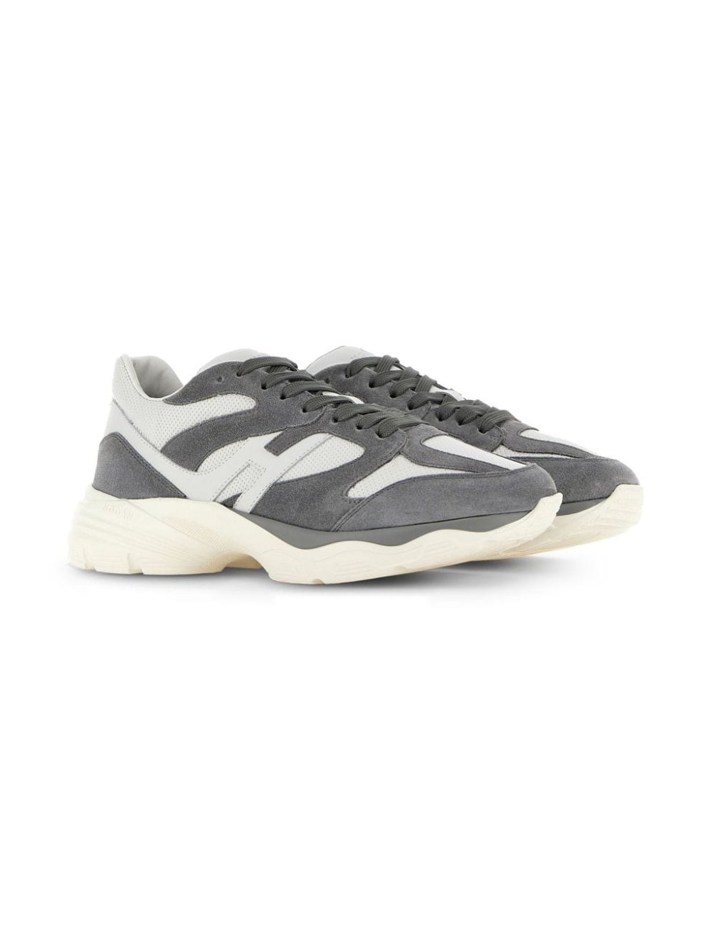 Hogan Pre Colour-Block Suede Sneaker — grey, view 4