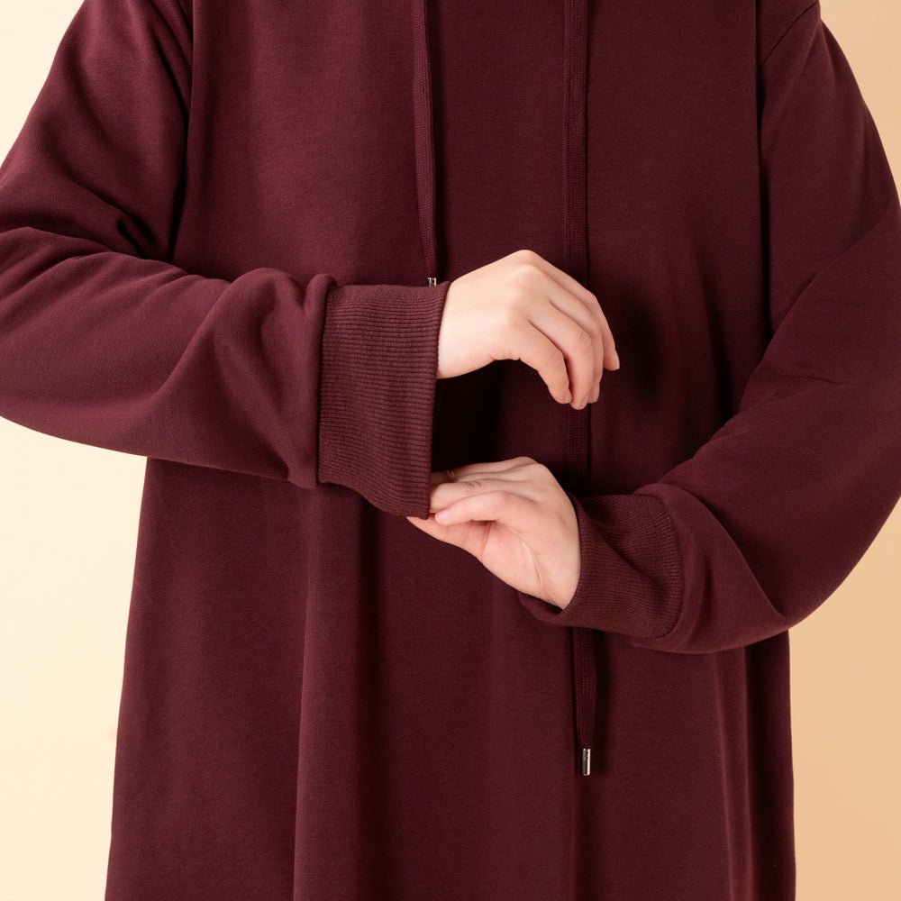 French Terry Hoodie Abaya With Pockets  (MA340), view 8