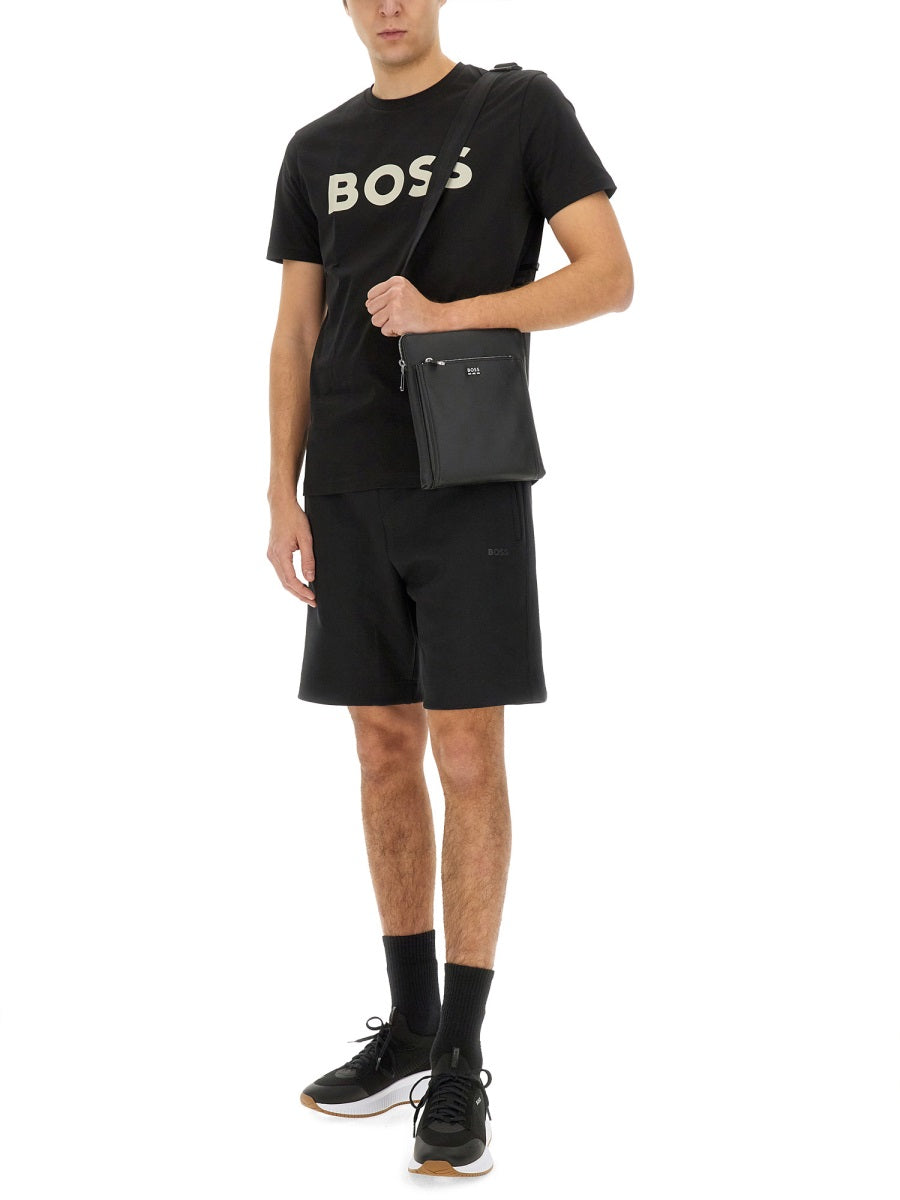 Hugo Boss Cotton Blend Bermuda Shorts — Black, view 3