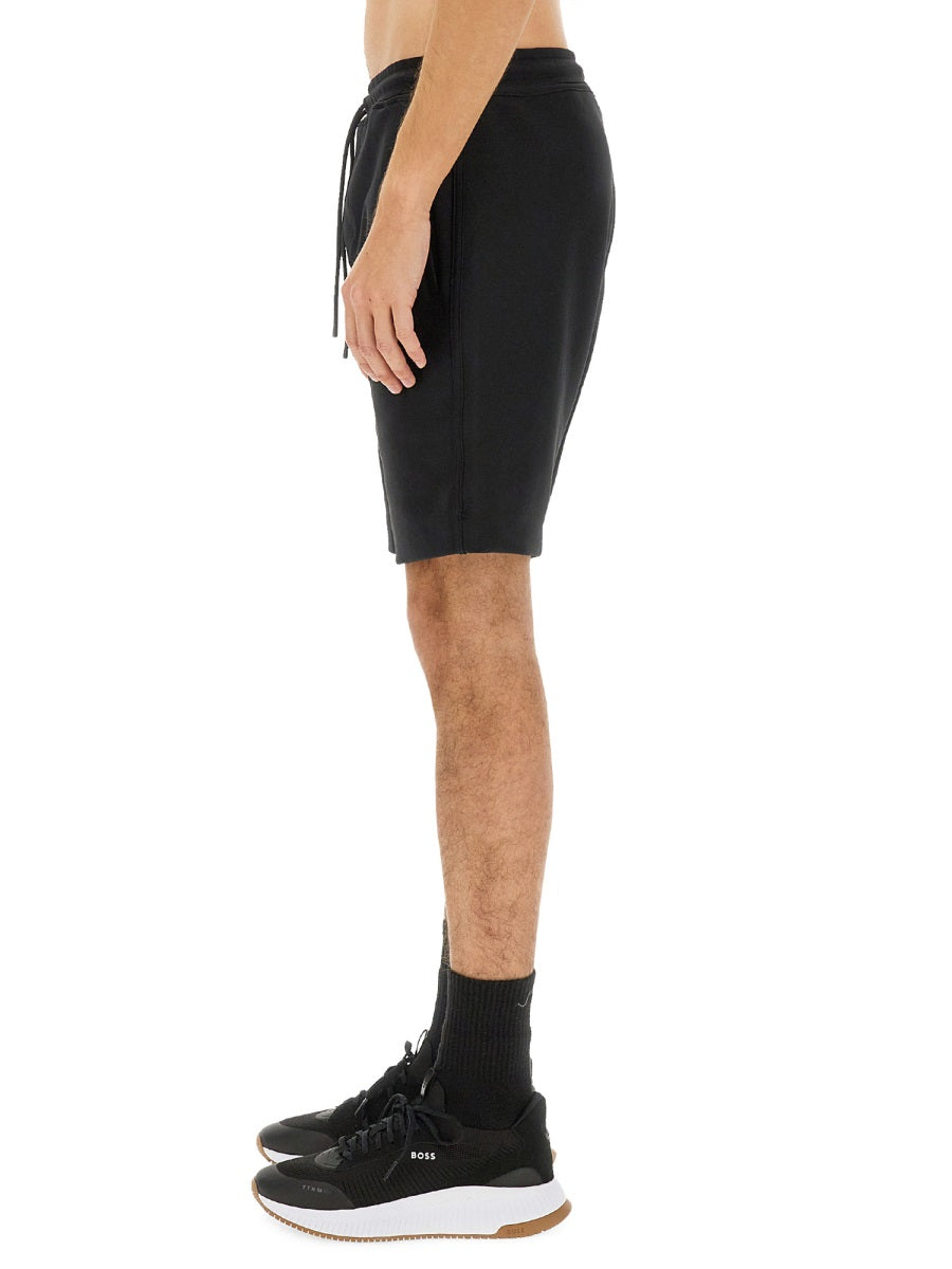Hugo Boss Cotton Blend Bermuda Shorts — Black, view 4