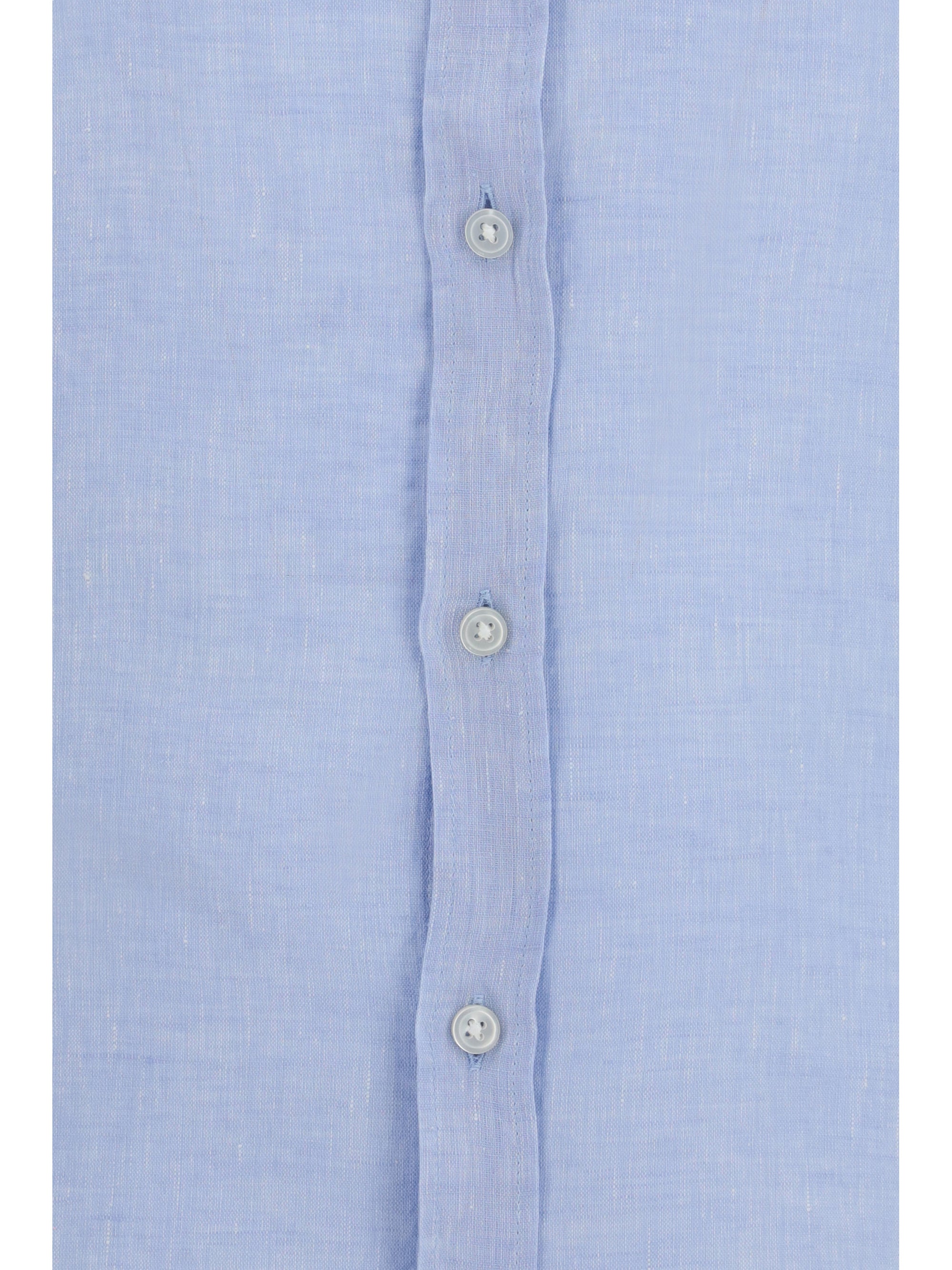 Hugo Boss Black Regular-Fit Linen Shirt — Blue, view 3