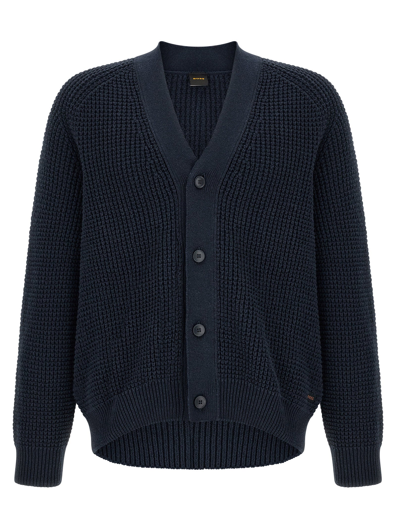 Hugo Boss Honeycomb Cotton-Blend Cardigan — Navy by Hugo Boss